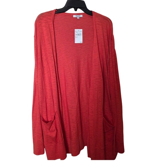 Madewell Sweaters - Madewell Cardigan Womens 2X Coastal Orange Open Front Pockets M2235 NWT